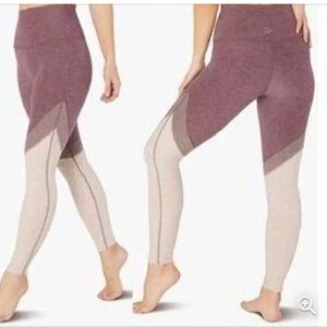 Beyond Yoga Spacedye Tri-Panel High Waisted Midi Leggings & Sports Bra Set.